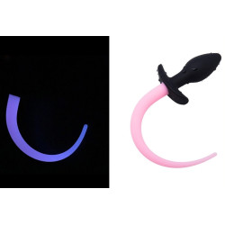 Kinky Puppy Plug Queue de chien phosphorescent Luminous Puppy 8 x 3.2cm Rose fluo